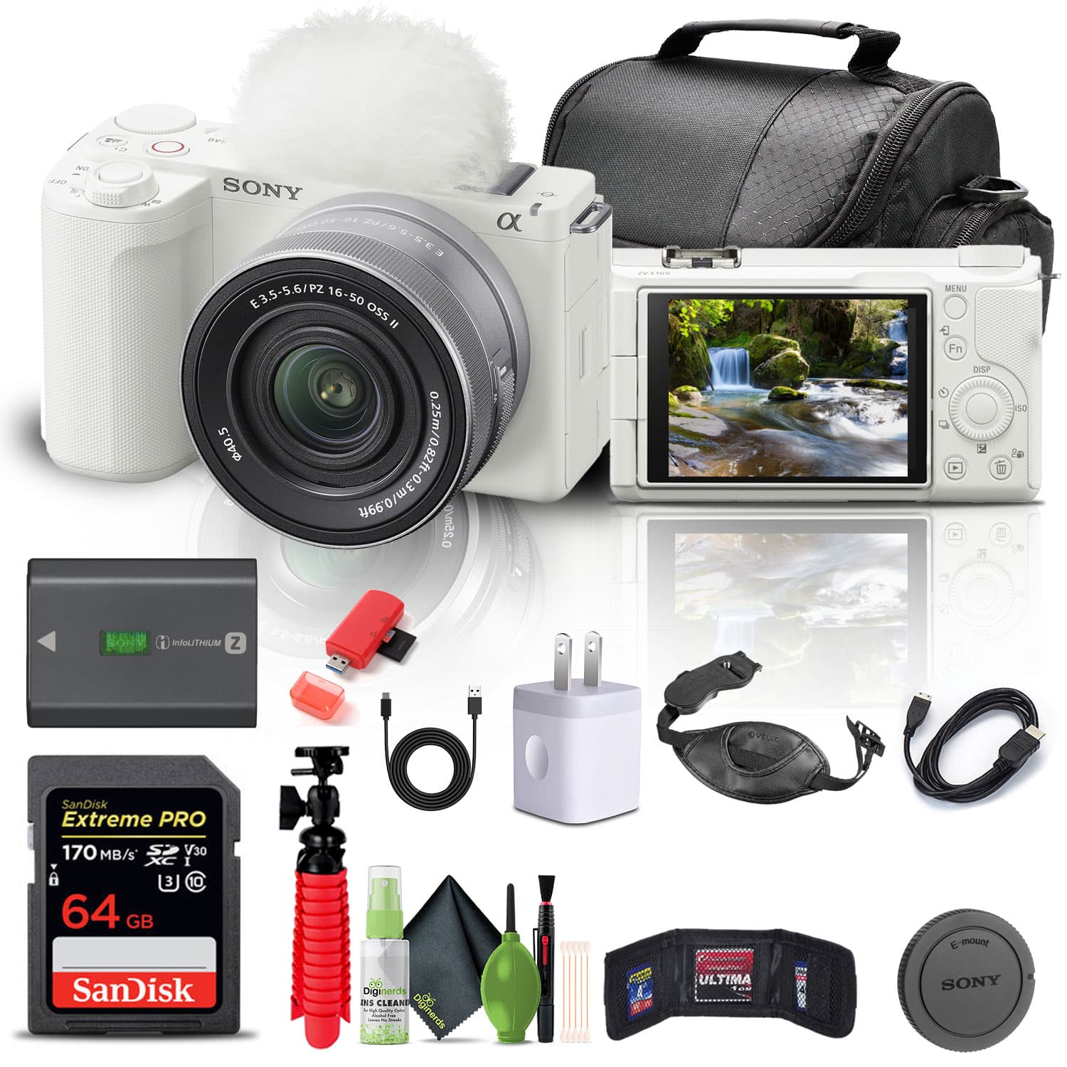 Sony - Alpha ZV-E10 II Mirrorless Camera with 16-50mm Lens White Bundle + 64GB Card + Tripod + Creator Kit