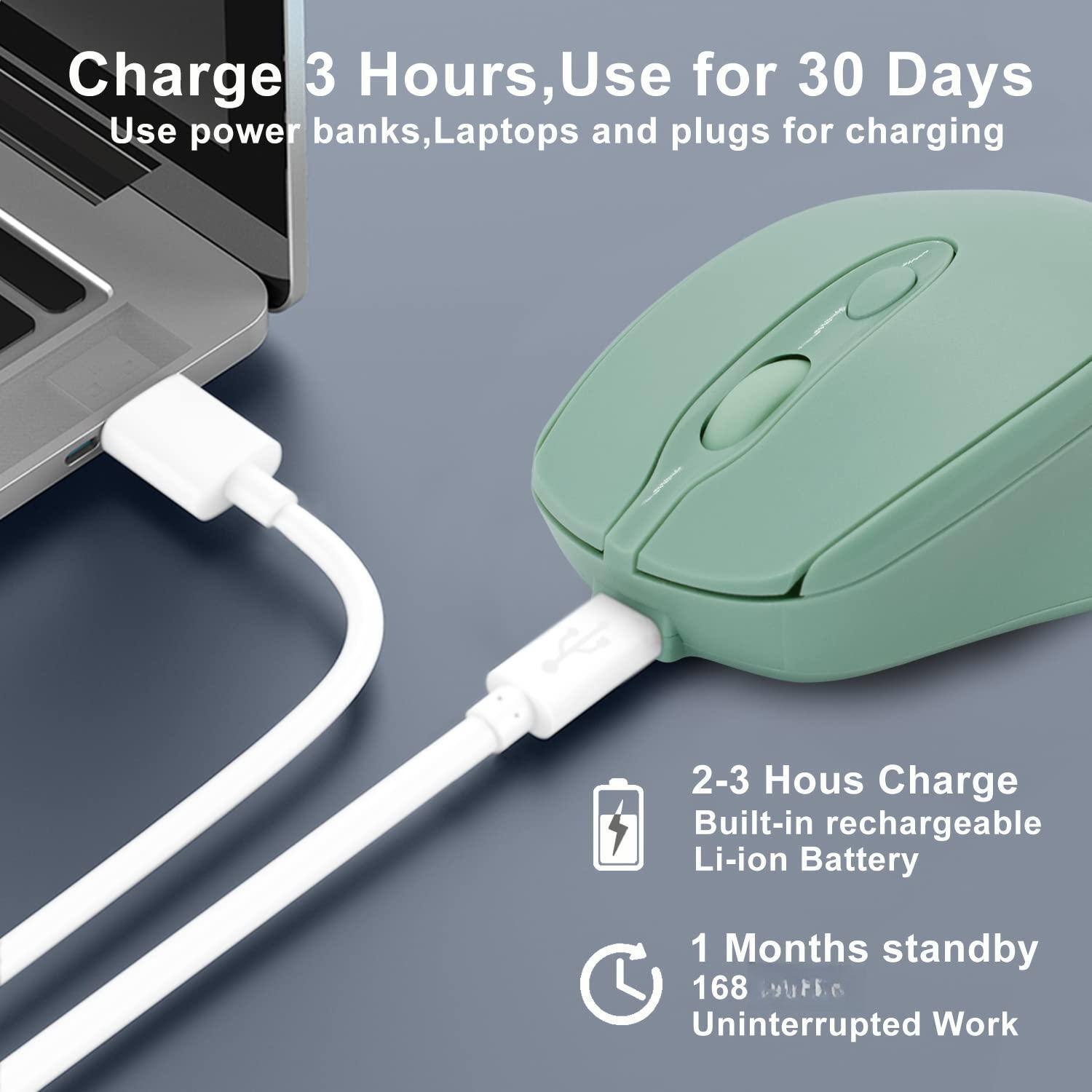 Charge 3 Hours, Use for 30 Days  
Use power banks, Laptops and plugs for charging  

2-3 Hours Charge  
Built-in rechargeable Li-ion Battery  

1 Month standby  
168 Hours  
Uninterrupted Work
