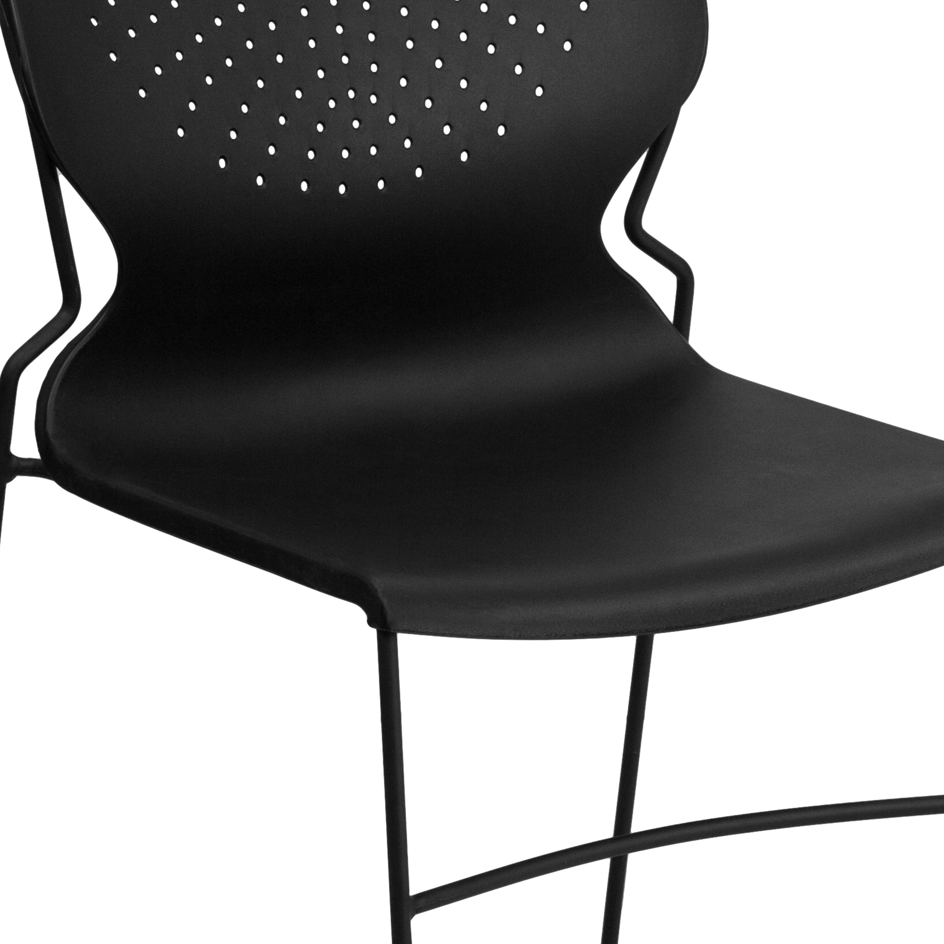 Alt View 9. Emma + Oliver - Home and Office Stack Chair with Lumbar Support and Metal Frame - Guest Chair - Black.