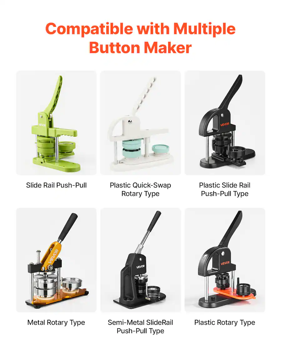 Pin Machine Maker Box VEVOR Button Maker Supplies 200 Sets 1.26 in / 32 mm Pin Back Button ...