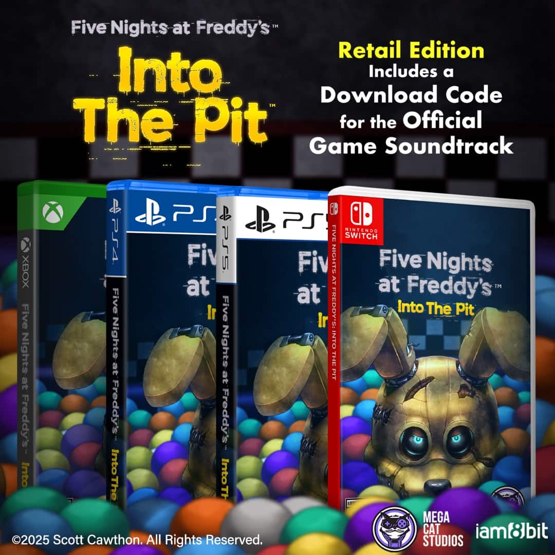 Five Nights at Freddy's Retail Edition Into The Pit includes a download code for the official game soundtrack on PS4, PS5, Xbox One, and Nintendo Switch.