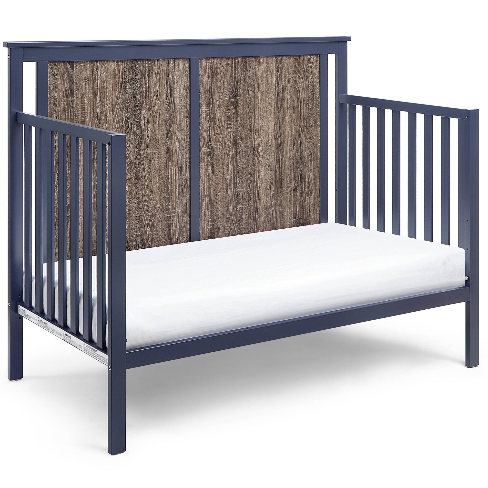 Alt View 2. GOODSILO - 4-in-1 Convertible Crib with Dual-Tone Finish - Adjustable Mattress Heights for Safe Infant Sleeping and Growing - Blue+Brown.