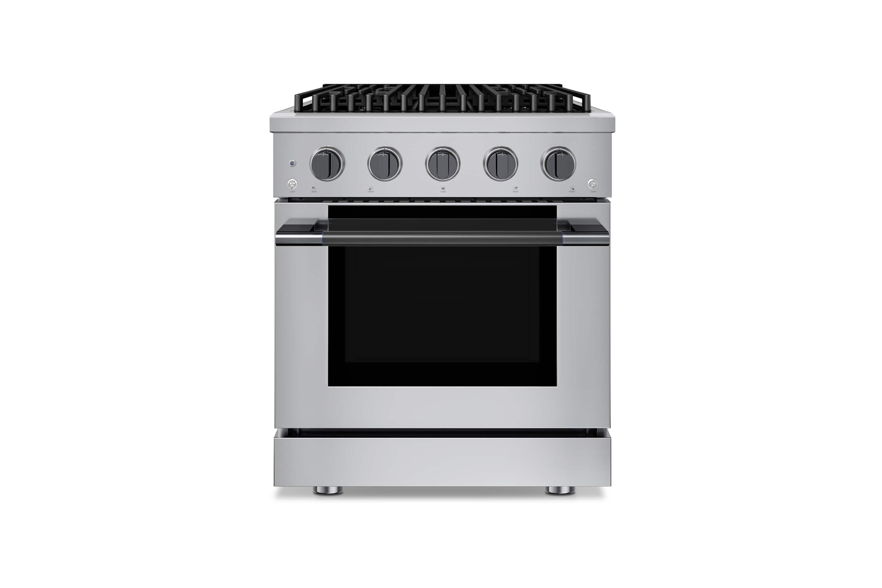 Hauslane - HausPro 30 in. 4 Burners (20,000 BTU) Freestanding Dual Fuel Range - Black Stainless Steel