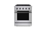Front. Hauslane - HausPro 30 in. 4 Burners (20,000 BTU) Freestanding Dual Fuel Range - Black Stainless Steel.