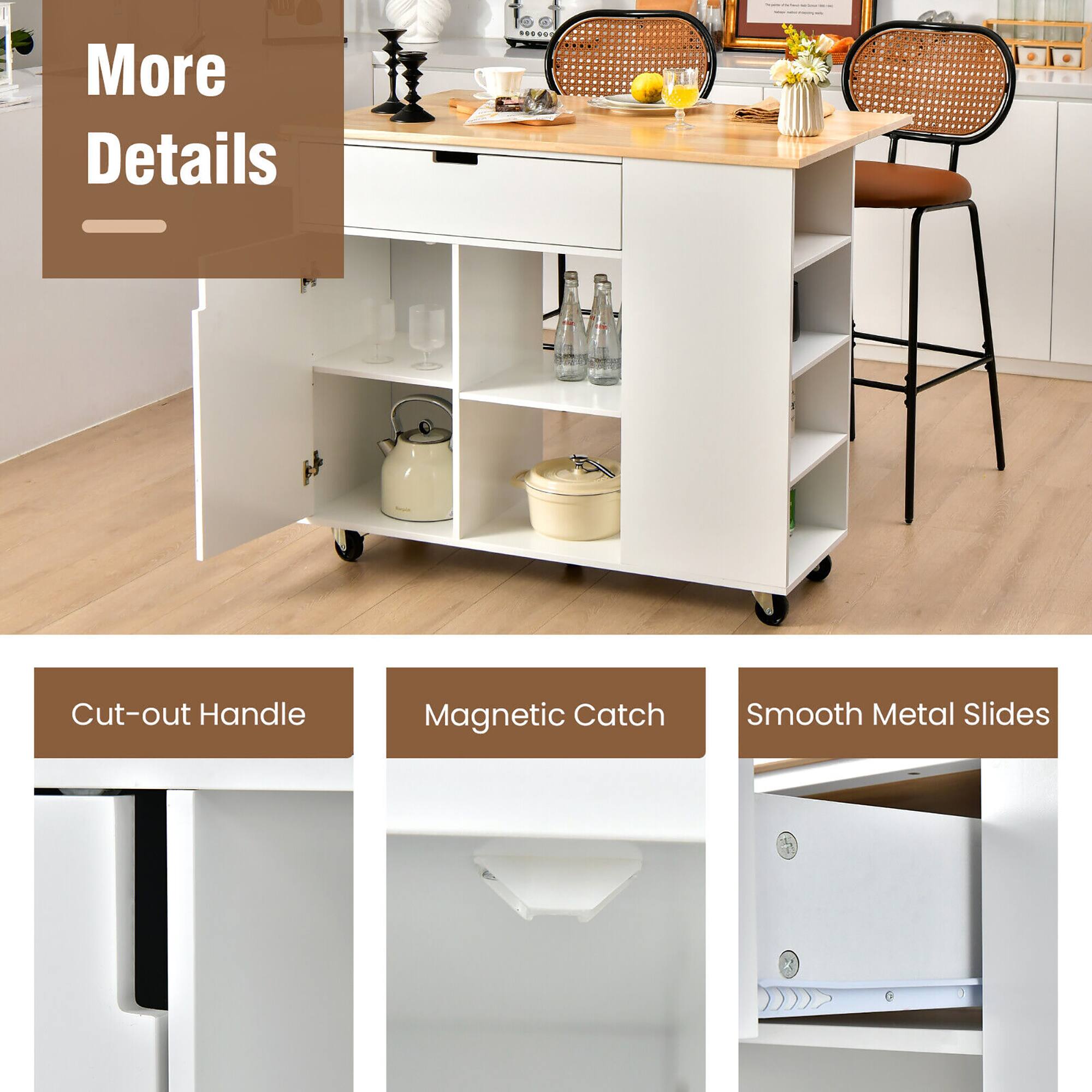 More Details

Cut-out Handle  
Magnetic Catch  
Smooth Metal Slides