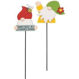 BreeBe - *Gnome Honey Bees & Flowers Please Plant Poke 2 Asstd - Multicolor