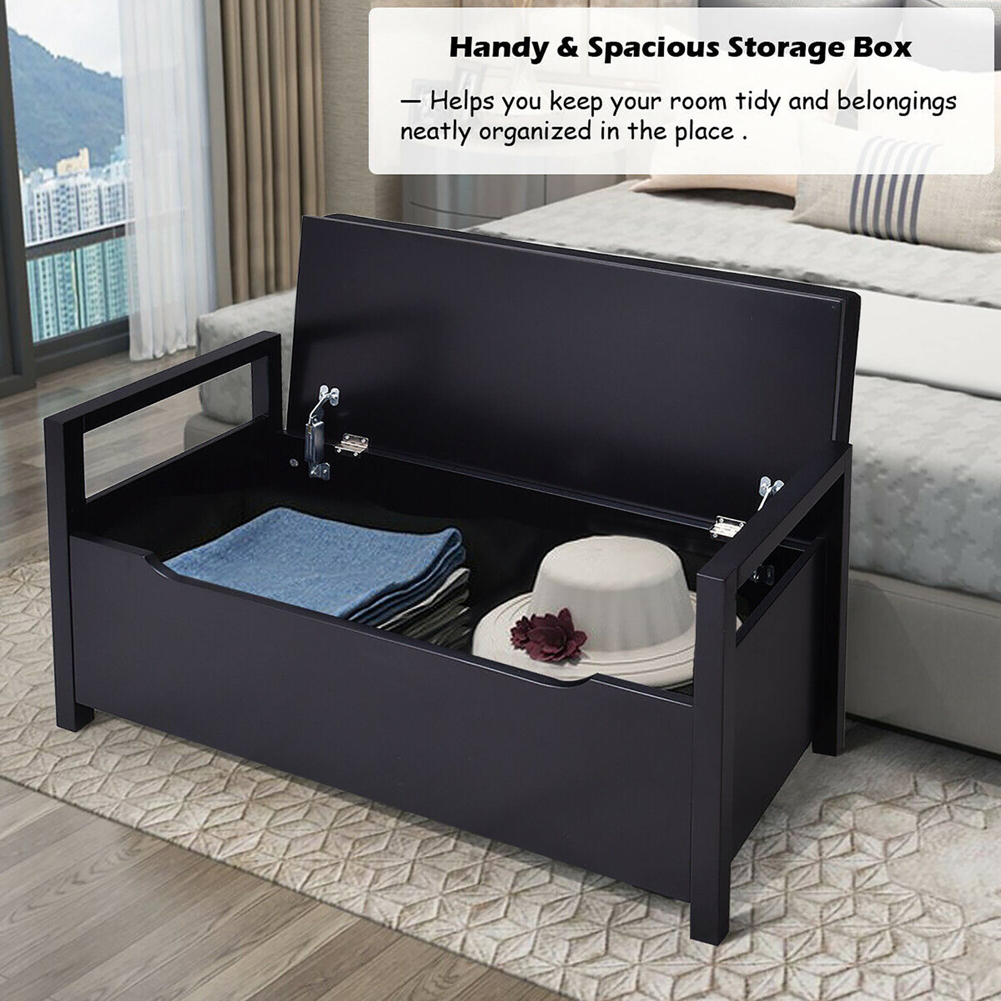 Handy & Spacious Storage Box - Helps you keep your room tidy and belongings neatly organized in the place.