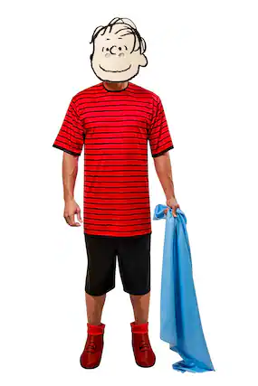 Front. Rubies - Peanuts Linus Men's Costume | Large - Red.