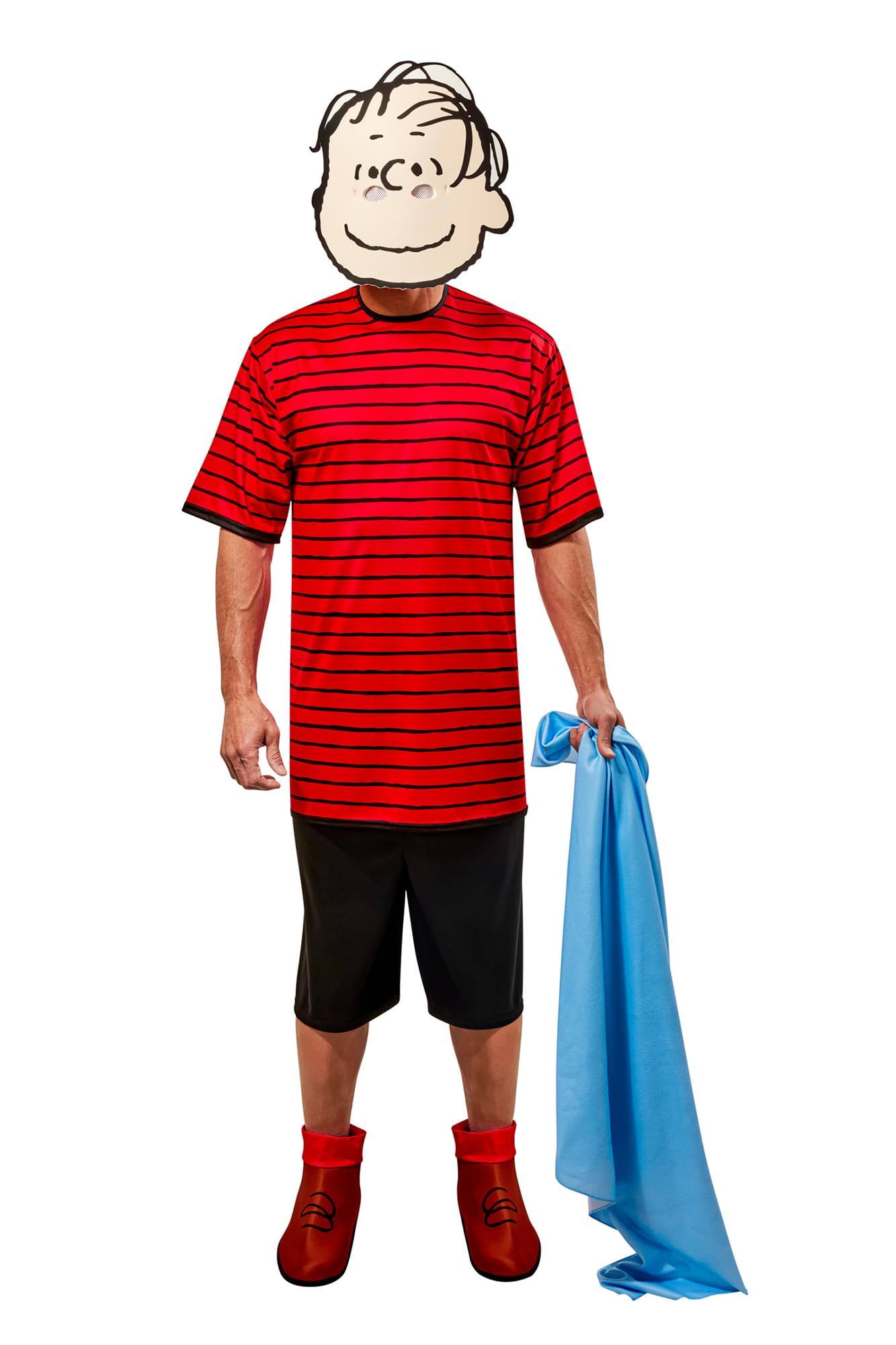 Front. Rubies - Peanuts Linus Men's Costume | Large - Red.