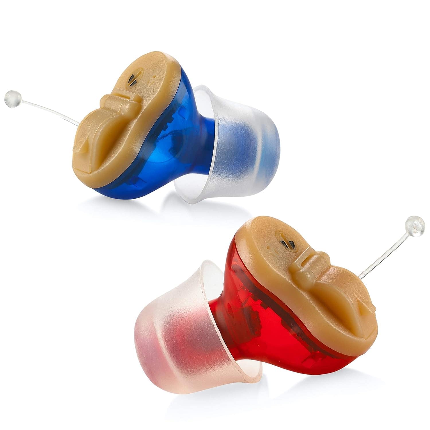 MEDca - Premium Digital Hearing Aids for Seniors - Invisible in Canal (CIC) In-Ear Mini Sound Enhancer Set - Pair - MZ-21 - Blue, Red