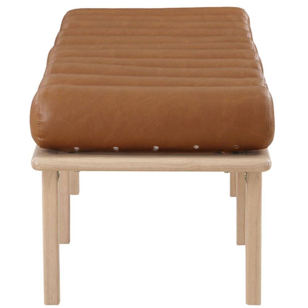 Alt View 4. Meridian Furniture - Landon Cognac Vegan Leather Bench - Brown.