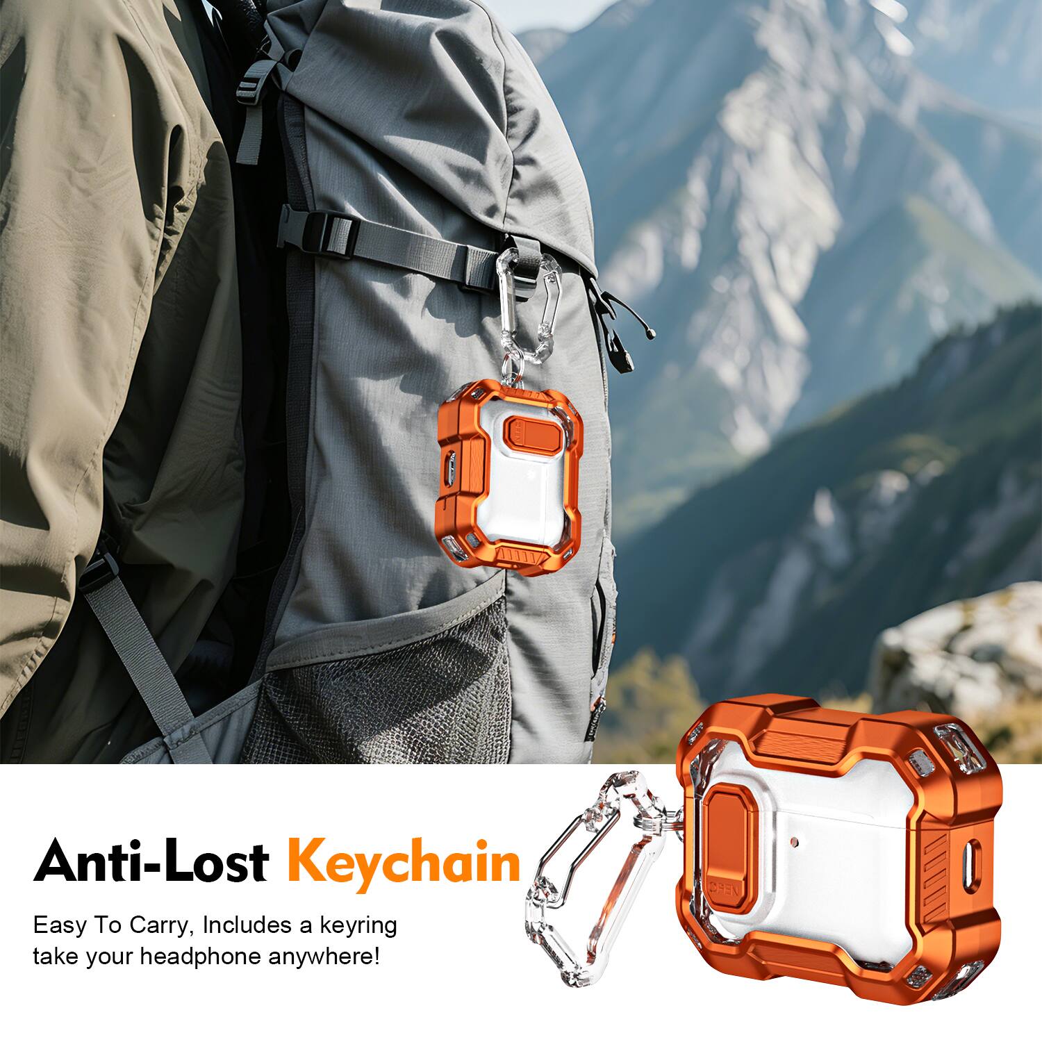 Anti-Lost Keychain  
Easy To Carry, Includes a keyring take your headphone anywhere!