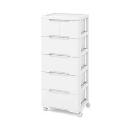 Ecooso - Rolling Dresser Cabinet with Universal Wheels and 6 Drawers - White