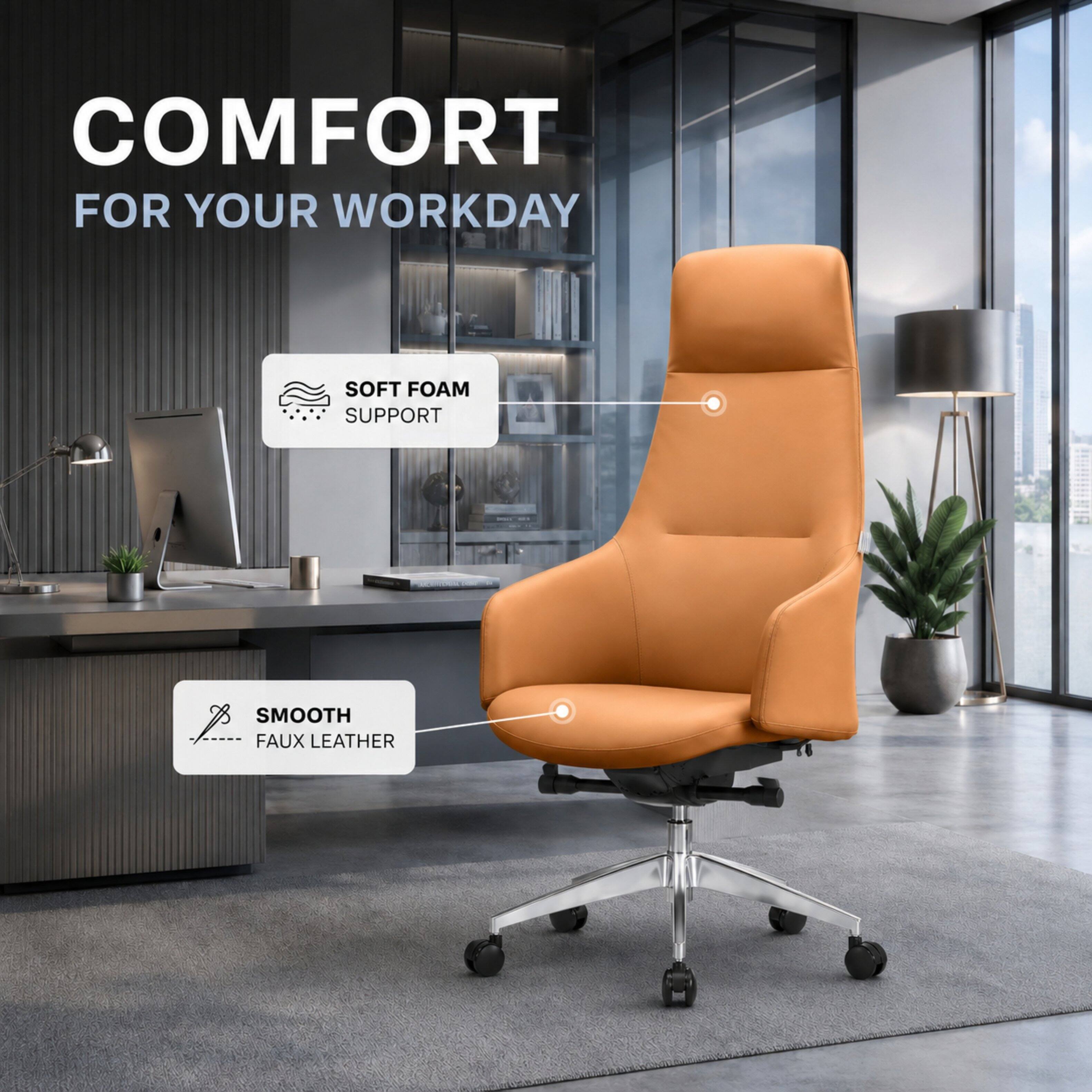 COMFORT FOR YOUR WORKDAY  
SOFT FOAM SUPPORT  
SMOOTH FAUX LEATHER