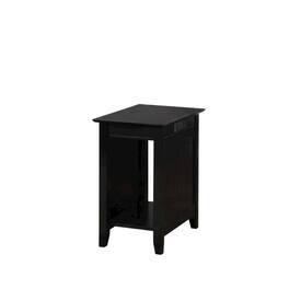 FurniFact - end table with built-in charging station and spacious shelf - Black