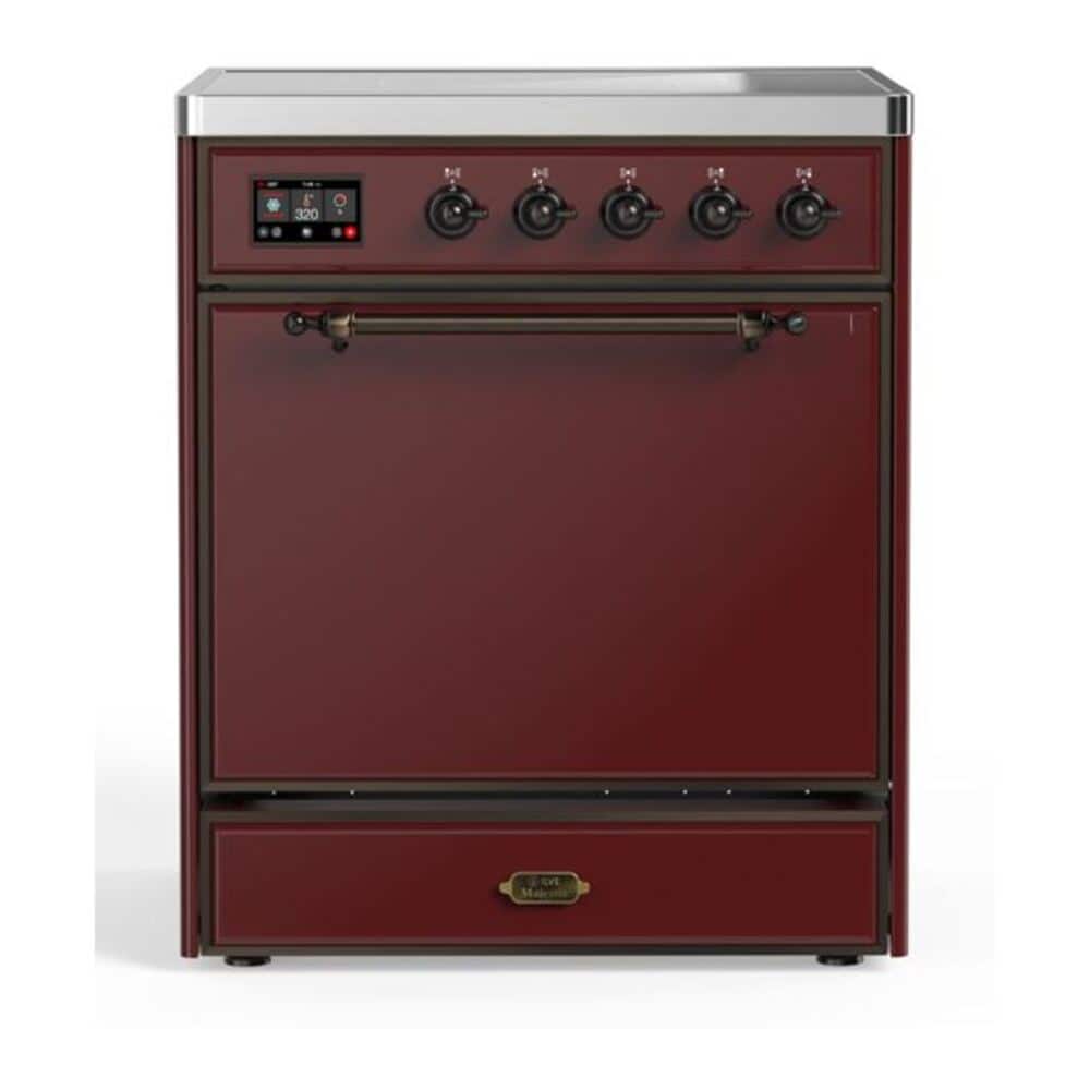 ILVE - Majestic II Series 30 in. Induction Range with 4 Induction Elements (Burnished Trim) - Burgundy