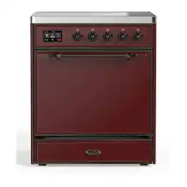 ILVE - Majestic II Series 30 in. Induction Range with 4 Induction Elements (Burnished Trim) - Burgundy