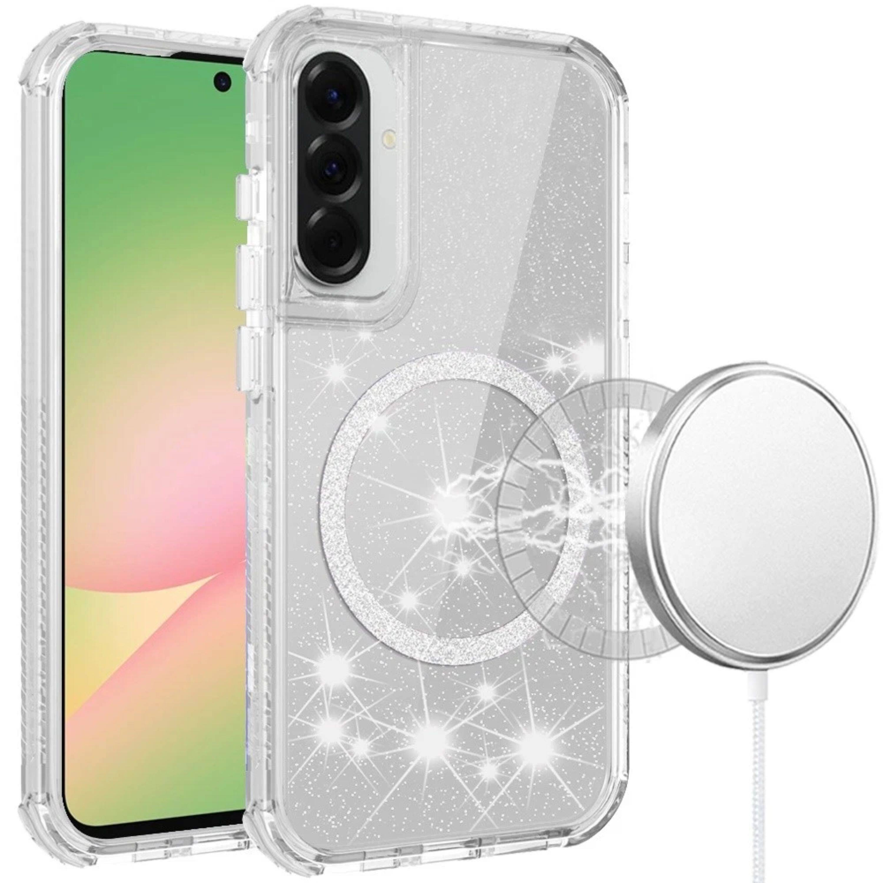Angle. Kitcheniva - Magnetic Circle Full Glitter Shockproof Plus Tempered Glass For Samsung A57 5G Clear - Clear.