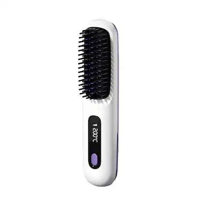Front. Cluzine - Cordless Negative Ion Hair Straightener Brush, 3-Temp Control, Anti-Scald, Portable.