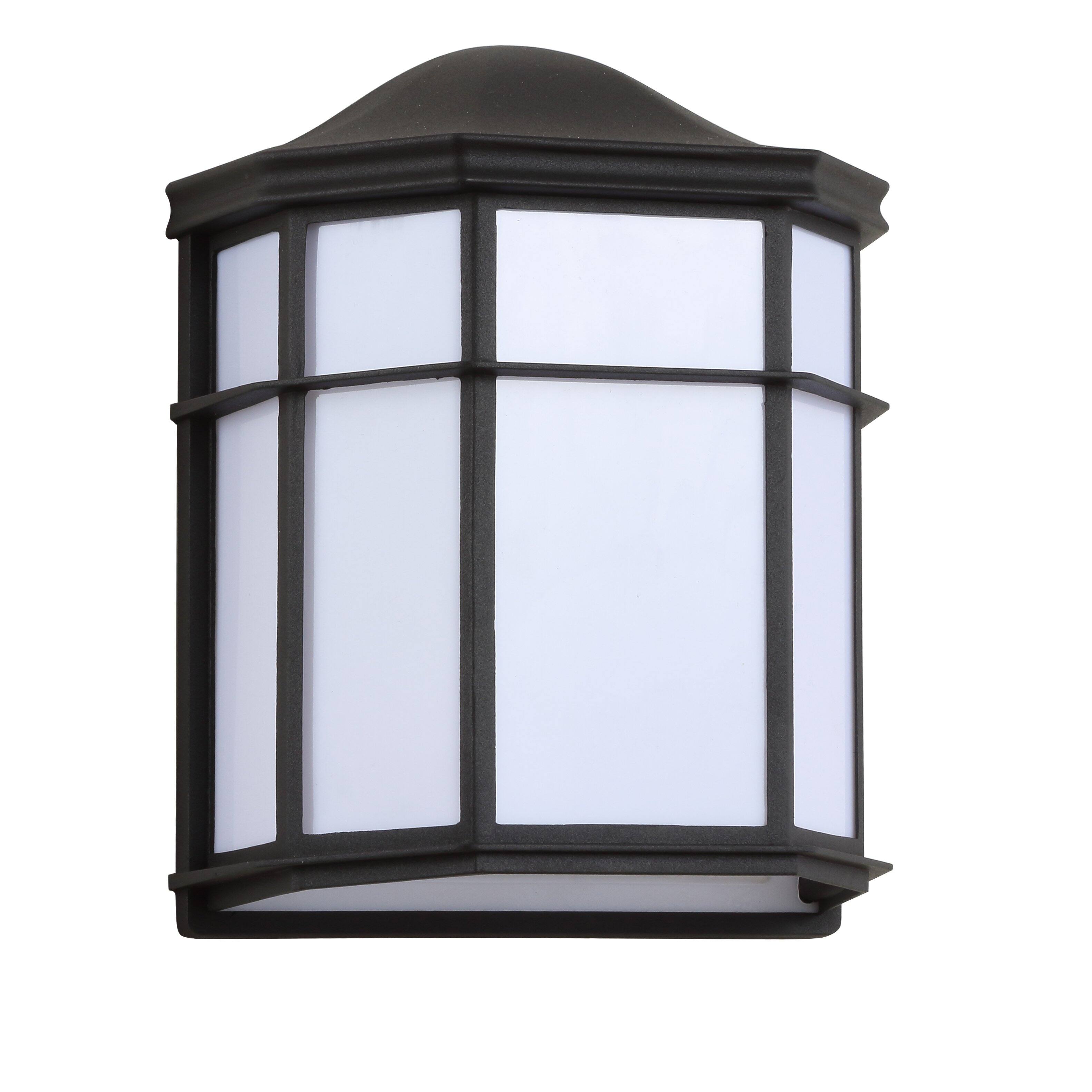 Alt View 3. Jonathan Y - Henry 7.75" Outdoor Frosted Acrylic/Metal Integrated LED Wall Sconce, Black/White - Black/White.