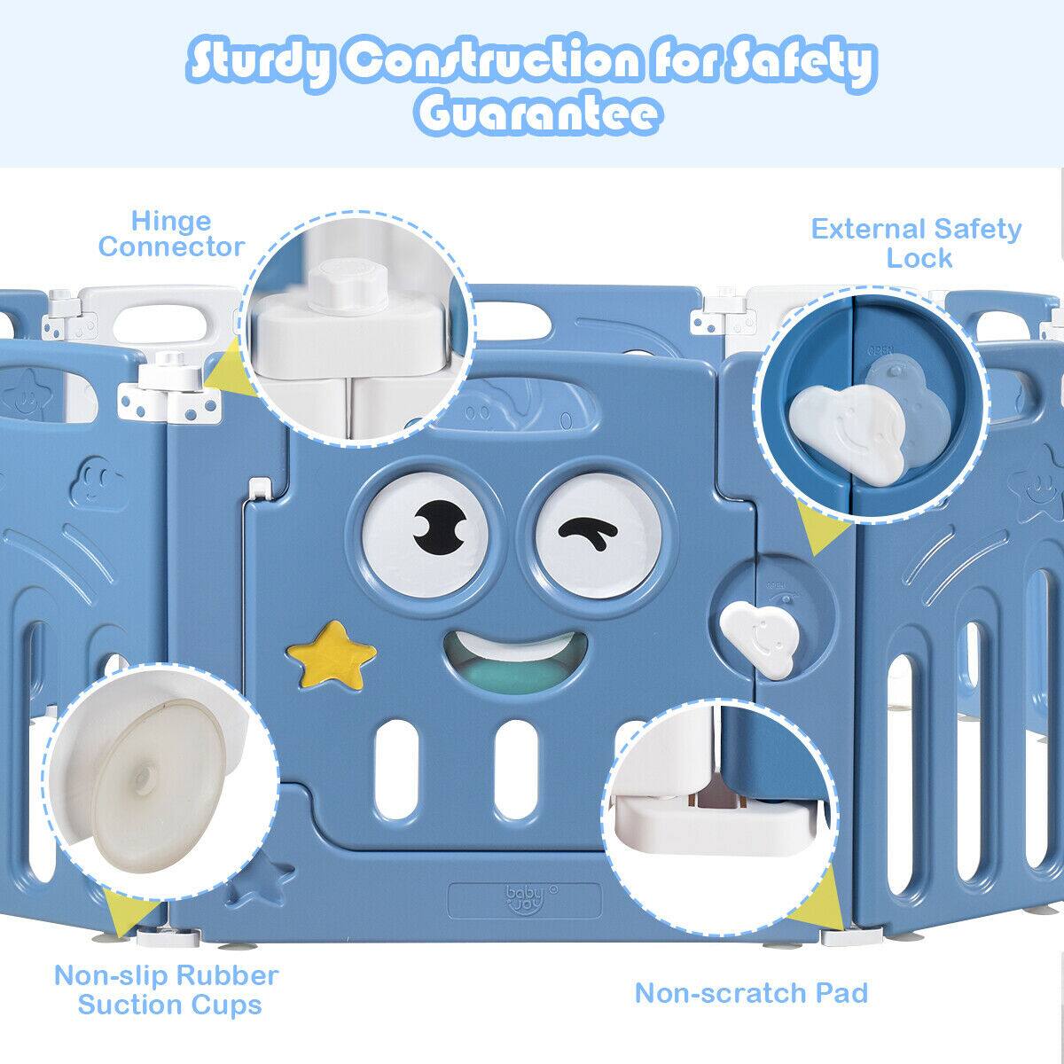Sturdy Construction for Safety Guarantee, Hinge Connector, External Safety Lock, Non-slip Rubber Suction Cups, Non-scratch Pad