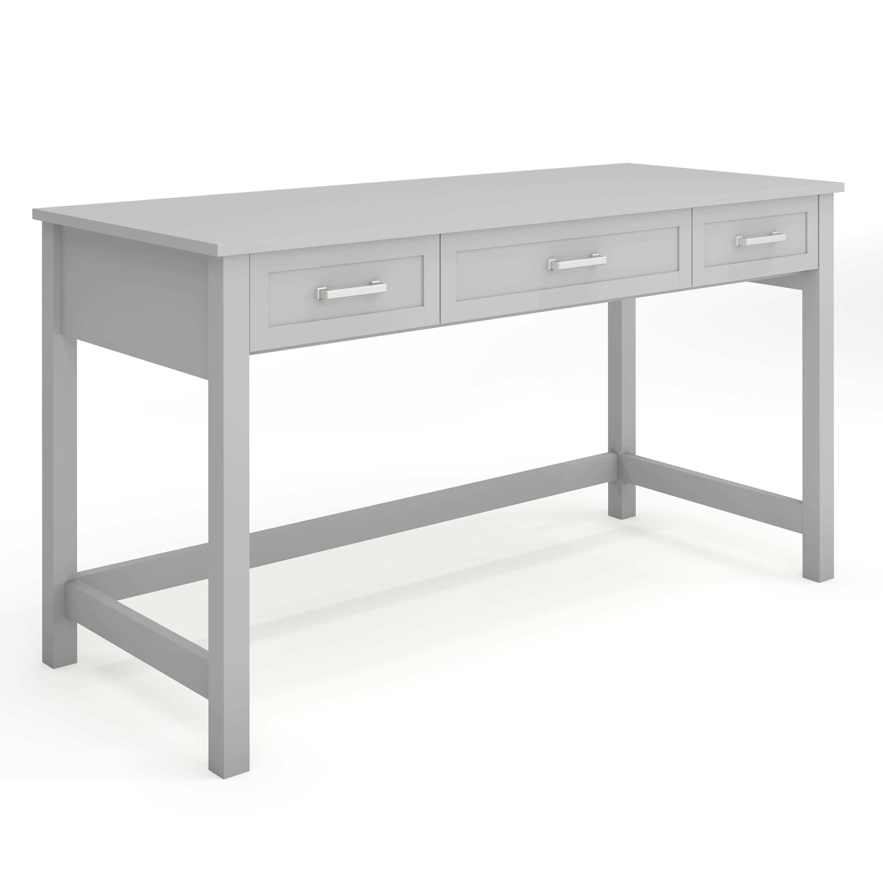 Martha Stewart - Hutton Shaker Style Home Office Desk with 3 Drawers - Gray Frame/Brushed Nickel Hardware
