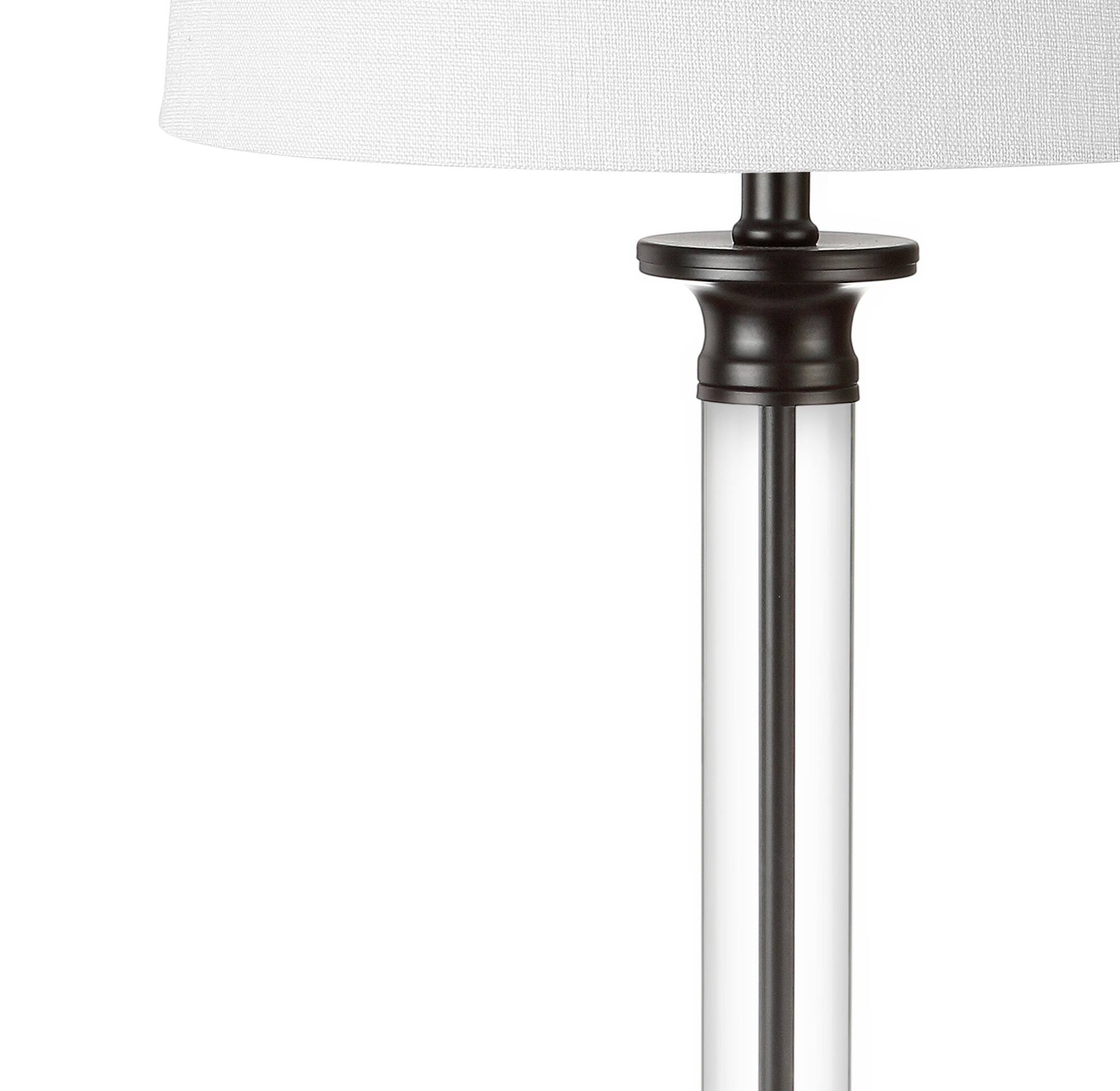 Alt View 6. Jonathan Y - Mason 30" Glass and Metal LED Table Lamp, Black/Clear (Set of 2) - Black/Clear.