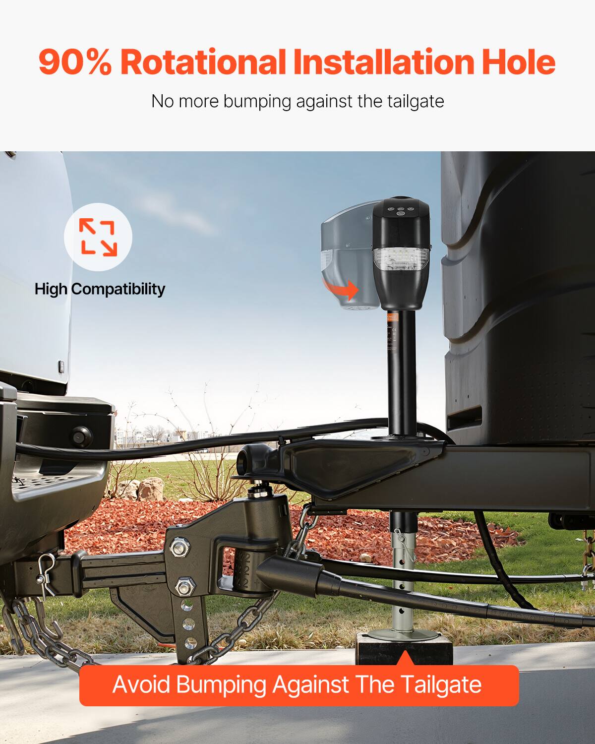 90% Rotational Installation Hole  
No more bumping against the tailgate  
High Compatibility  
Avoid Bumping Against The Tailgate