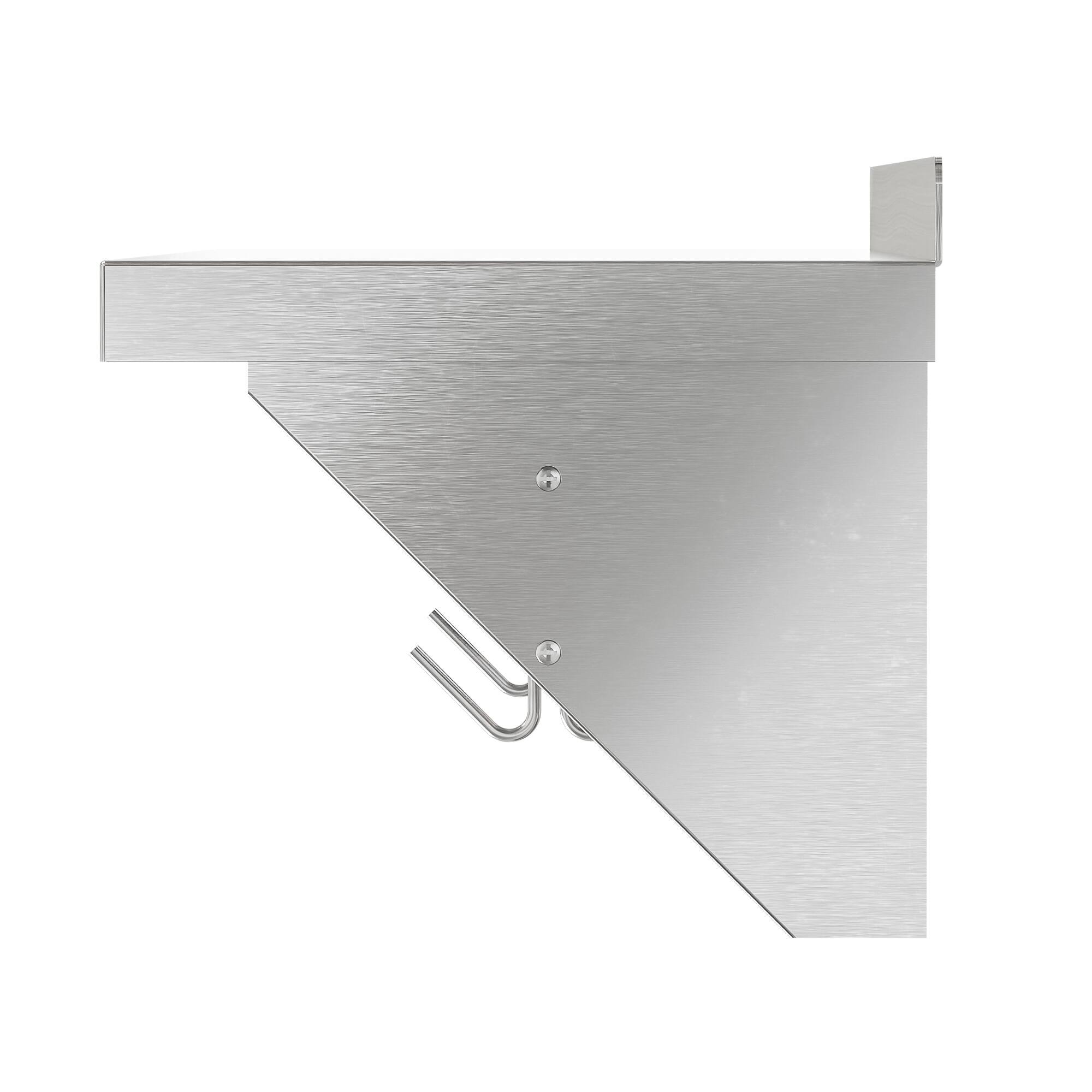 Back. Koolmore - 12" x 36" 18-Gauge Stainless-Steel Heavy Duty Wall Shelf with Pot Rack, WMPS-1236. - Stainless-Steel.