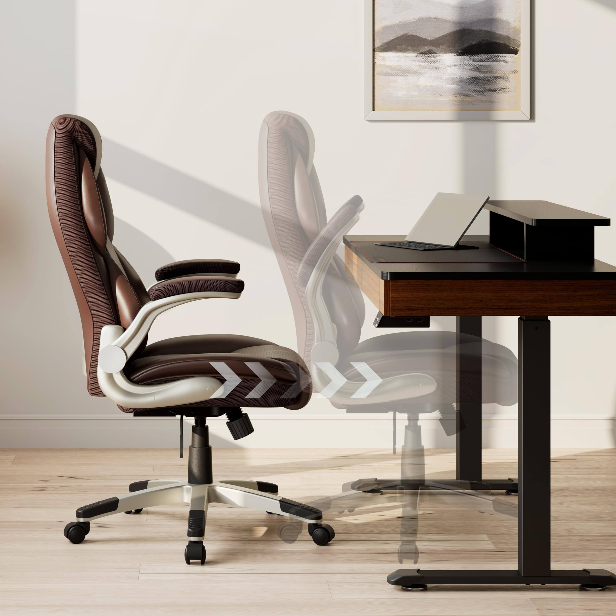 Left. Eureka Ergonomic - Ergonomic Office Chair Executive Chair PU Leather High Back - Brown.
