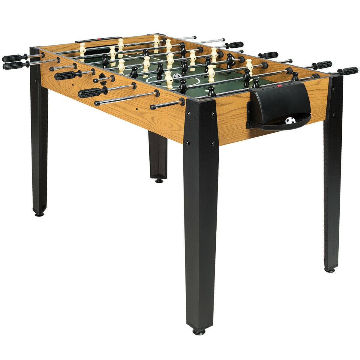 Costway - 48'' Competition Sized Wooden Soccer Foosball Table Home Recreation Adults & Kids - Brown+Black