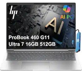 HP - ProBook 460 G11 16" FHD+ Business AI PC Laptop - Intel Core Ultra 7 - 16GB MRA - 512GB Memory - Windows 11 Pro - Silver