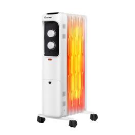 Costway - 1500W Oil Filled Heater Portable Radiator Space Heater w/ Adjustable Thermostat - White