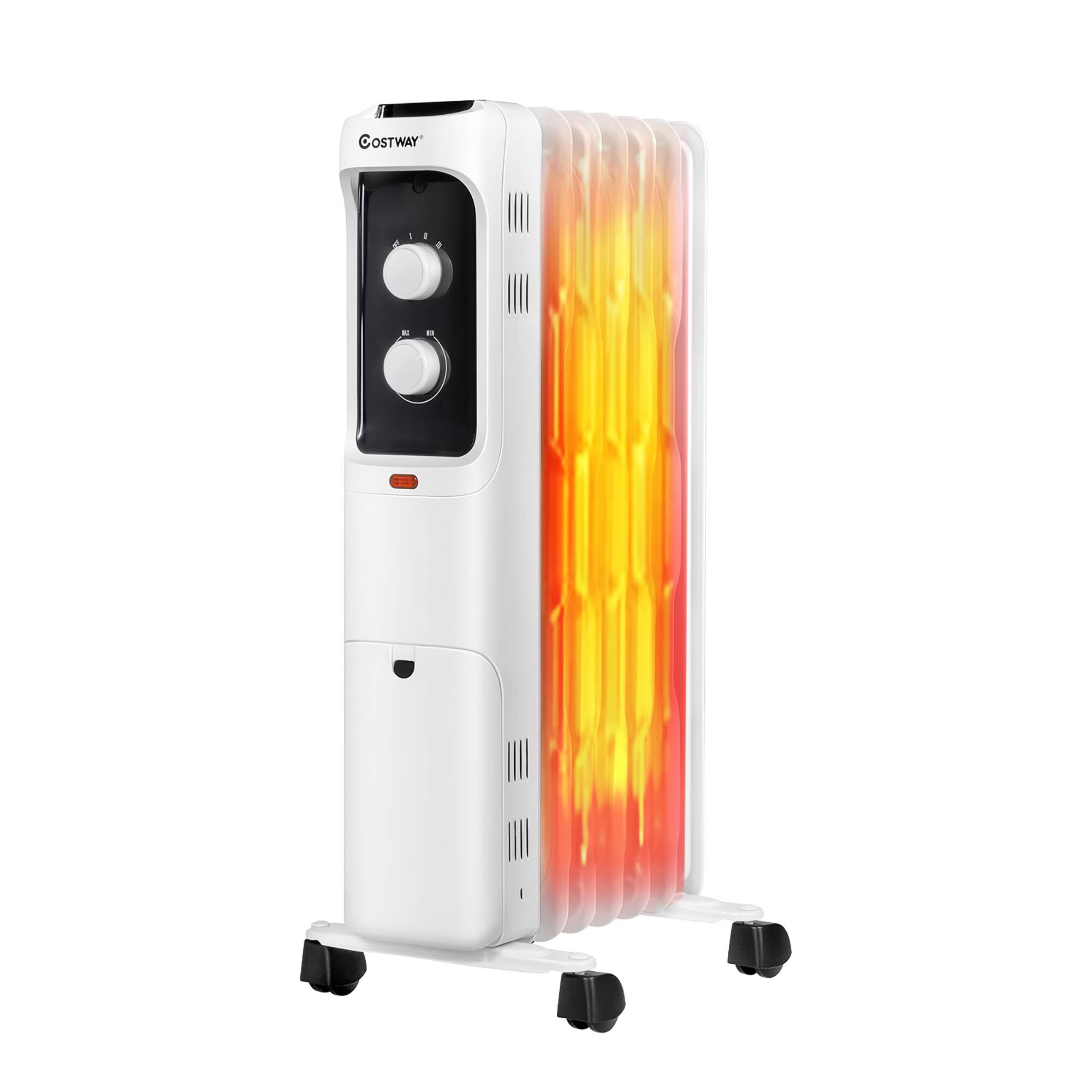 Front. Costway - Costway 1500W Oil Filled Heater Portable Radiator Space Heater w/ Adjustable Thermostat - White.