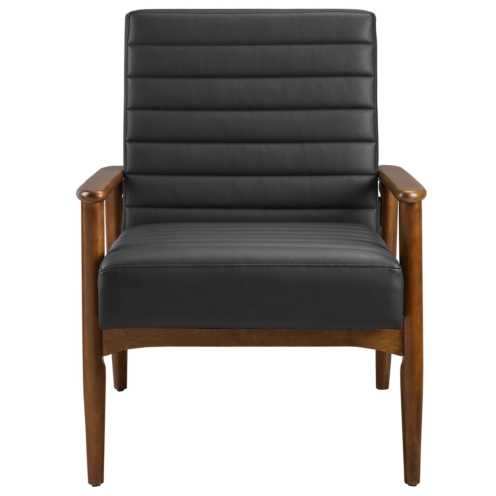 Alt View 4. Modway - Jensen Vegan Leather Accent Chair by Modway - Walnut Black.