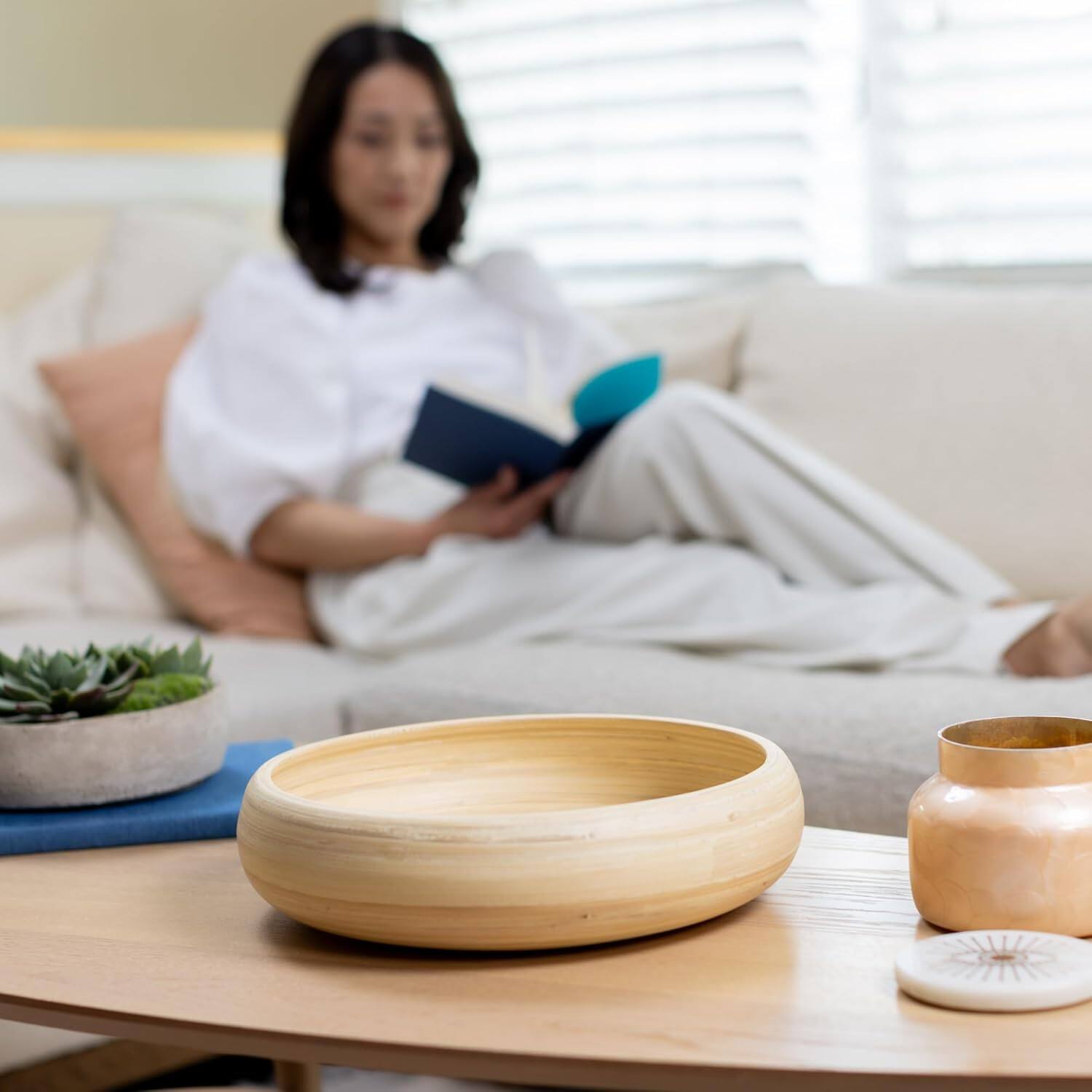 Alt View 3. Lexa - Bamboo Fruit Bowl, 12 Inch, Natural Bamboo - Natural.