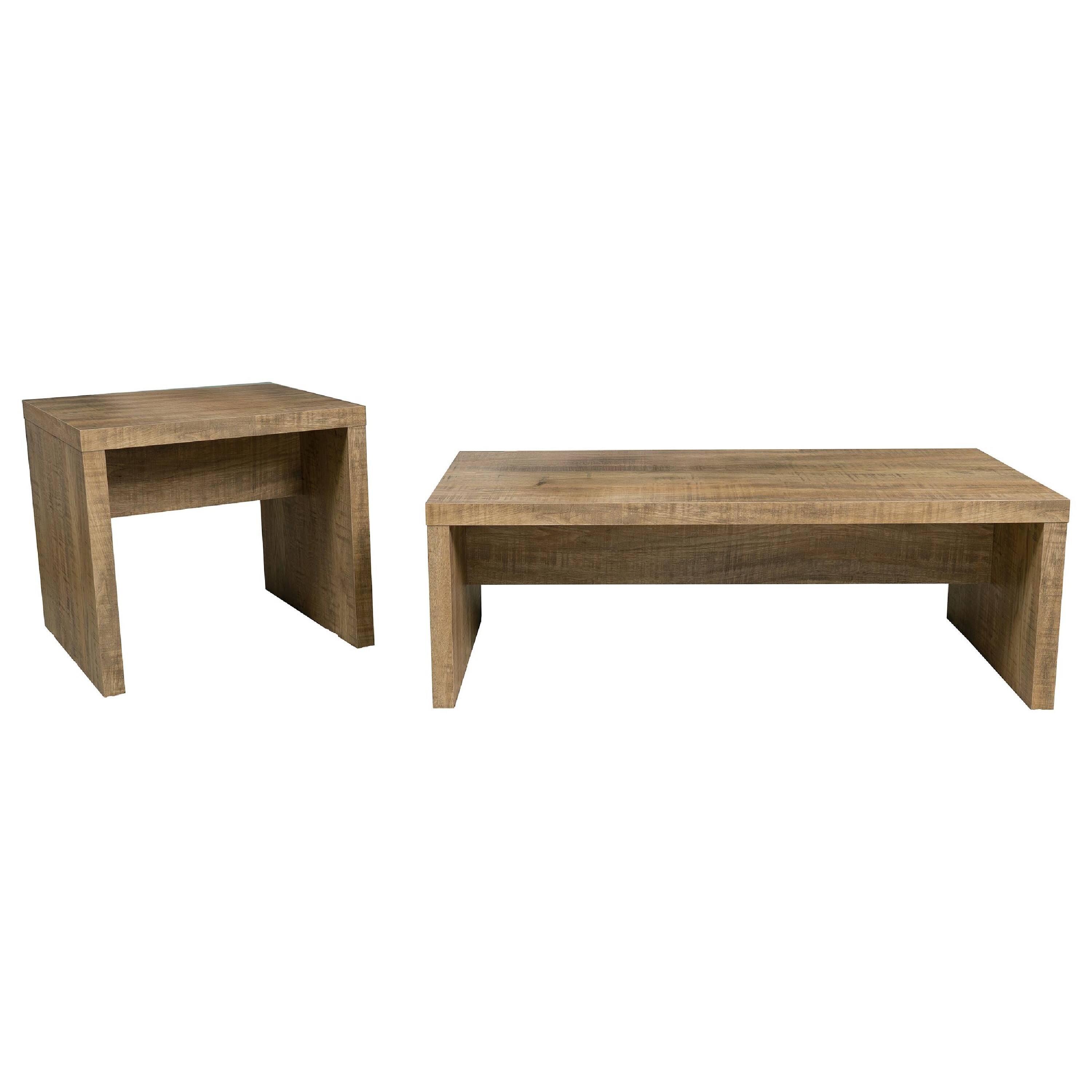 Front. Manhattan Lane - Nette 2Pc Coffee and End Table Set, Rustic Mango Finish, Wood - Mango Brown.