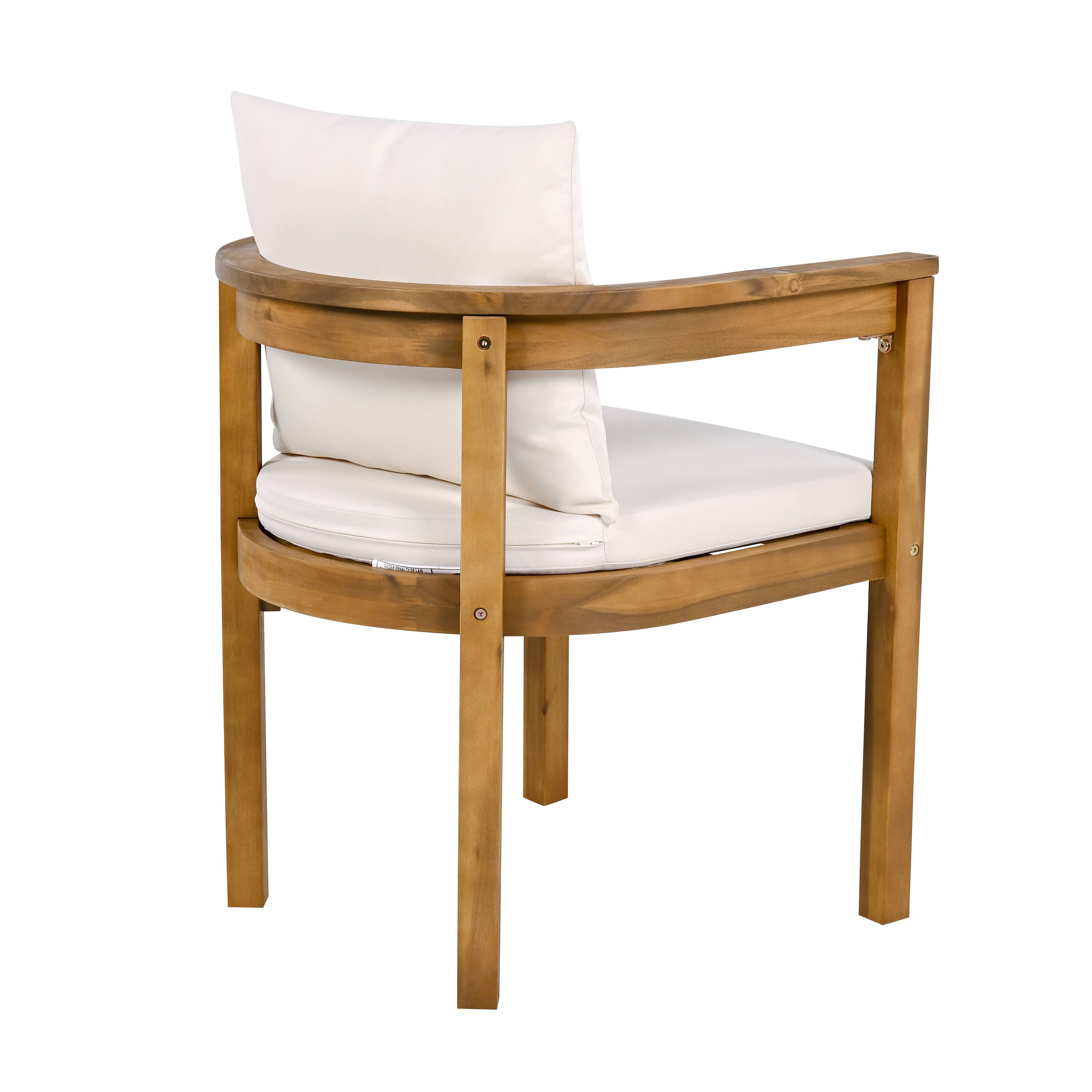Alt View 1. Mondawe - Set of 2 Outdoor Acacia Wood Dining Chair with Cushion - Teak+ Beige.