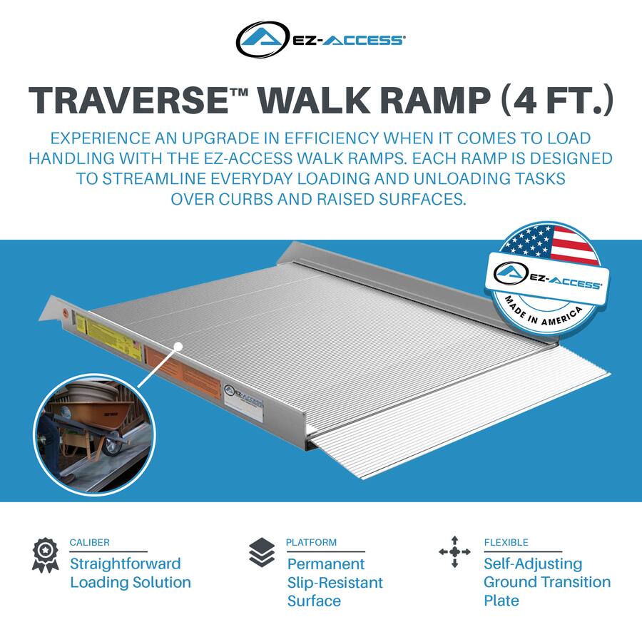 EZ ACCESS TRAVERSE 4 Foot Walk Ramp w/Textured Surface & Hook/Strap ...