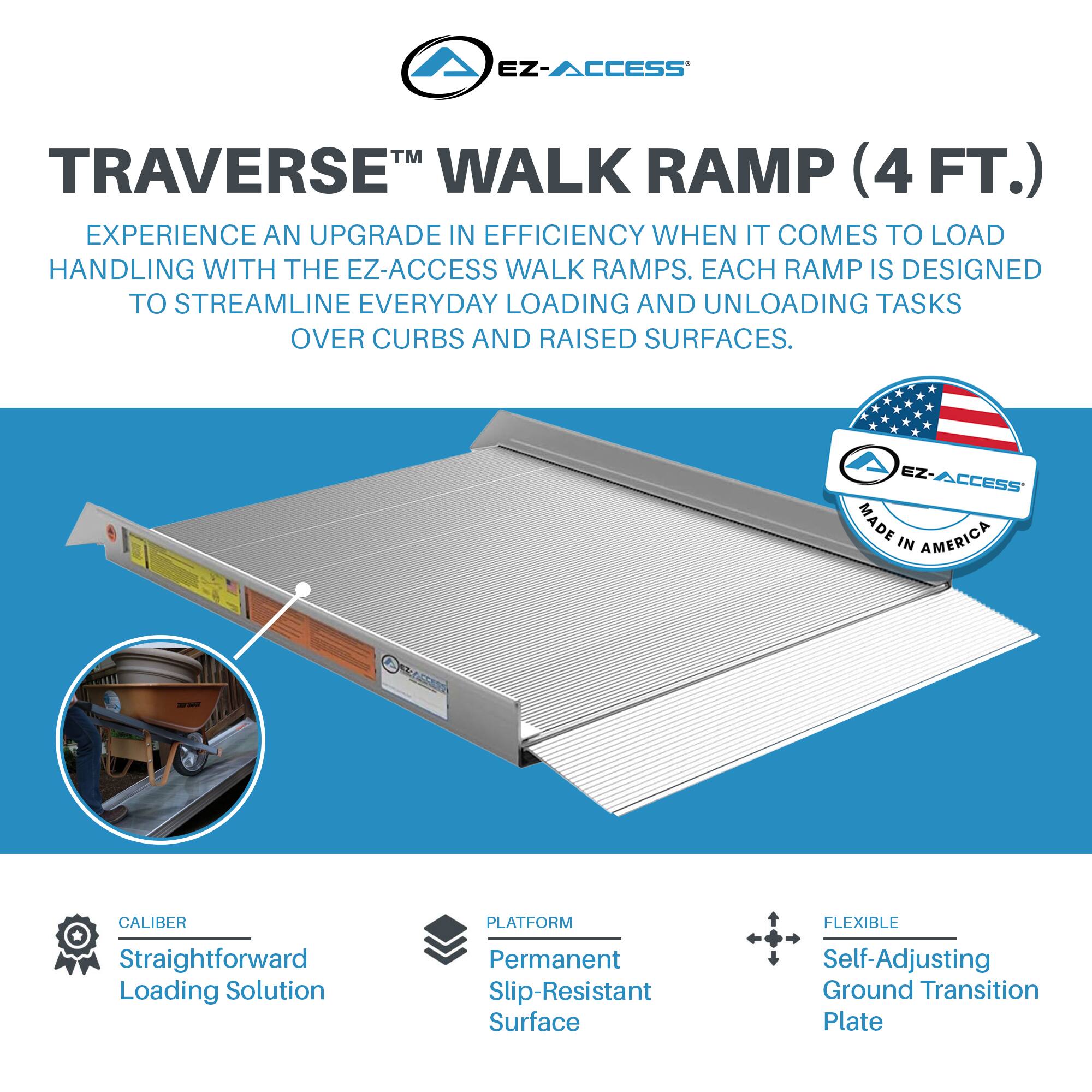 EZ ACCESS TRAVERSE 4 Foot Walk Ramp w/Textured Surface & Hook/Strap ...