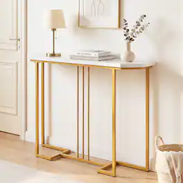 Costway - Console Table, Narrow Entryway Table, Luxury Sofa Table for Living Room, Hallway - Golden+White