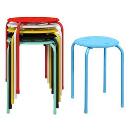 Pefilos - Set of 6 Portable Plastic Stack Stools, Dining Chairs with Stackable Space Saving Design - Multicolor