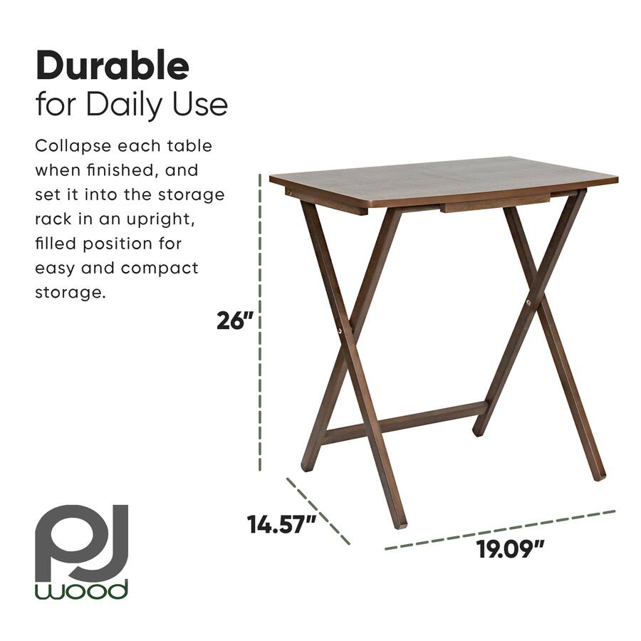 PJ Wood 5 Pack XL Oversize Tray Table, Living Room or Kitchen Rustic ...