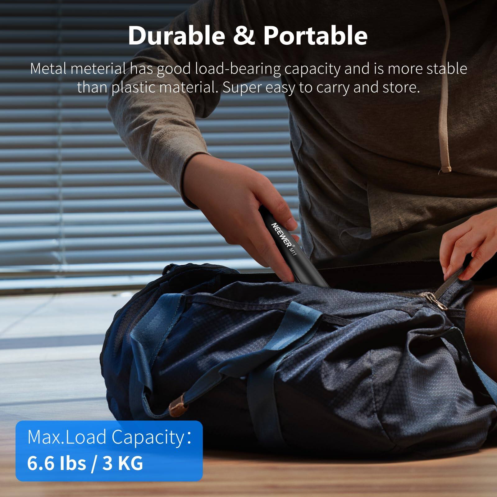 Durable & Portable

Metal material has good load-bearing capacity and is more stable than plastic material. Super easy to carry and store.

Max. Load Capacity: 6.6 lbs / 3 KG