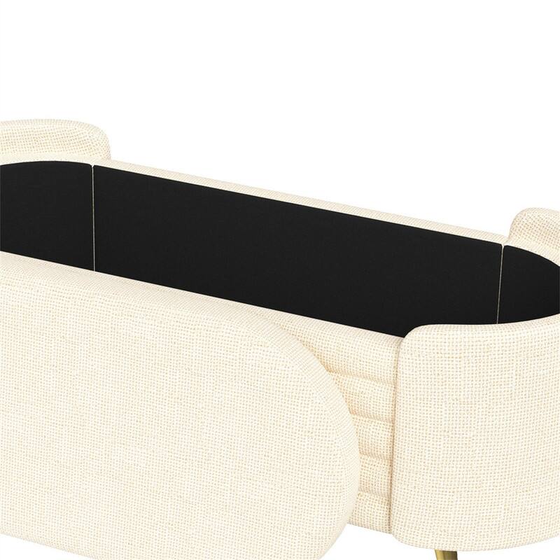 Alt View 4. HTUTWOO - Storage Ottoman - Upholstered Storage Bench End of Bed Bench Entryway Shoe Bench,Living Room Bedroom and Entryway - Beige.