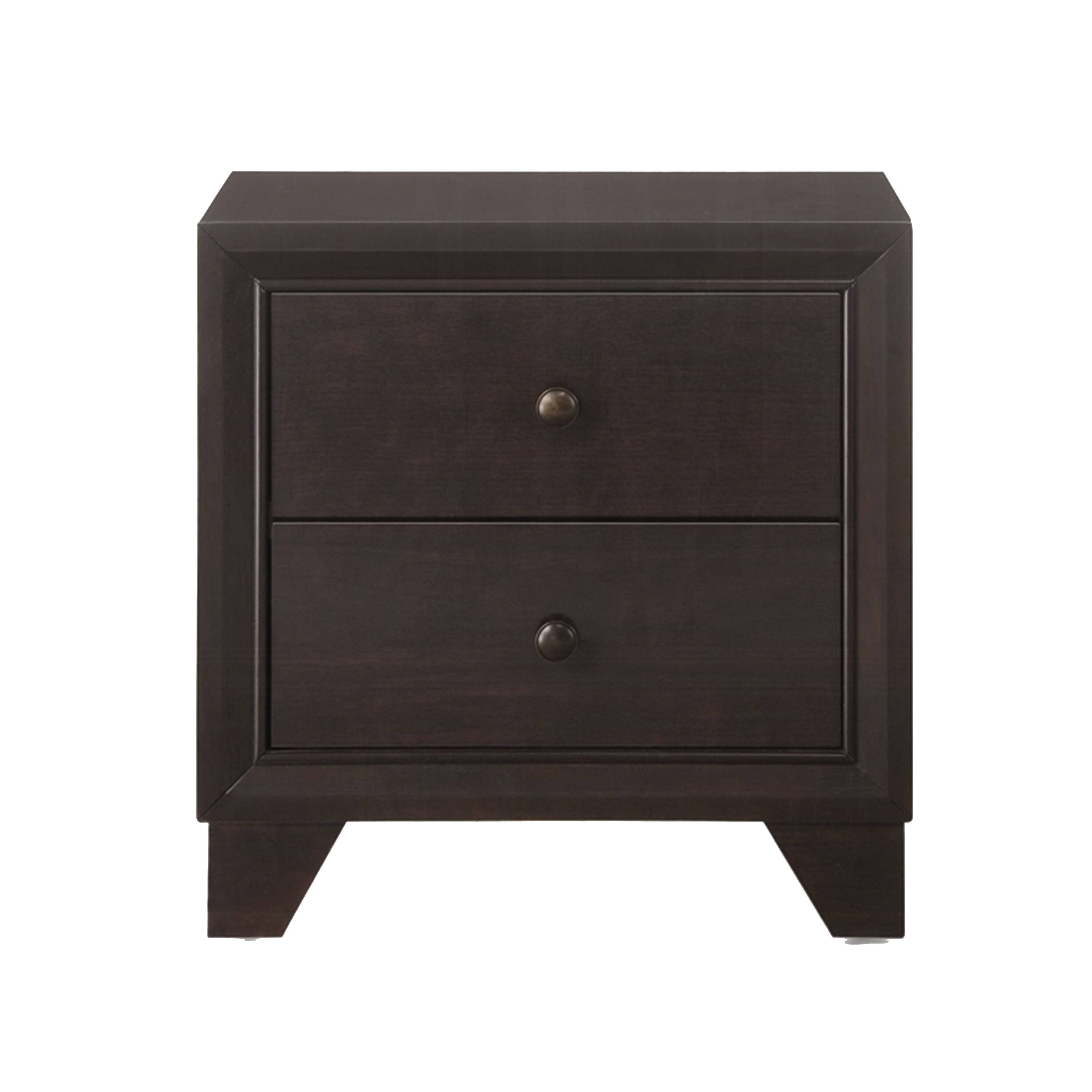 Alt View 1. Manhattan Lane - Wooden Night Stand with Two Drawer - Brown.