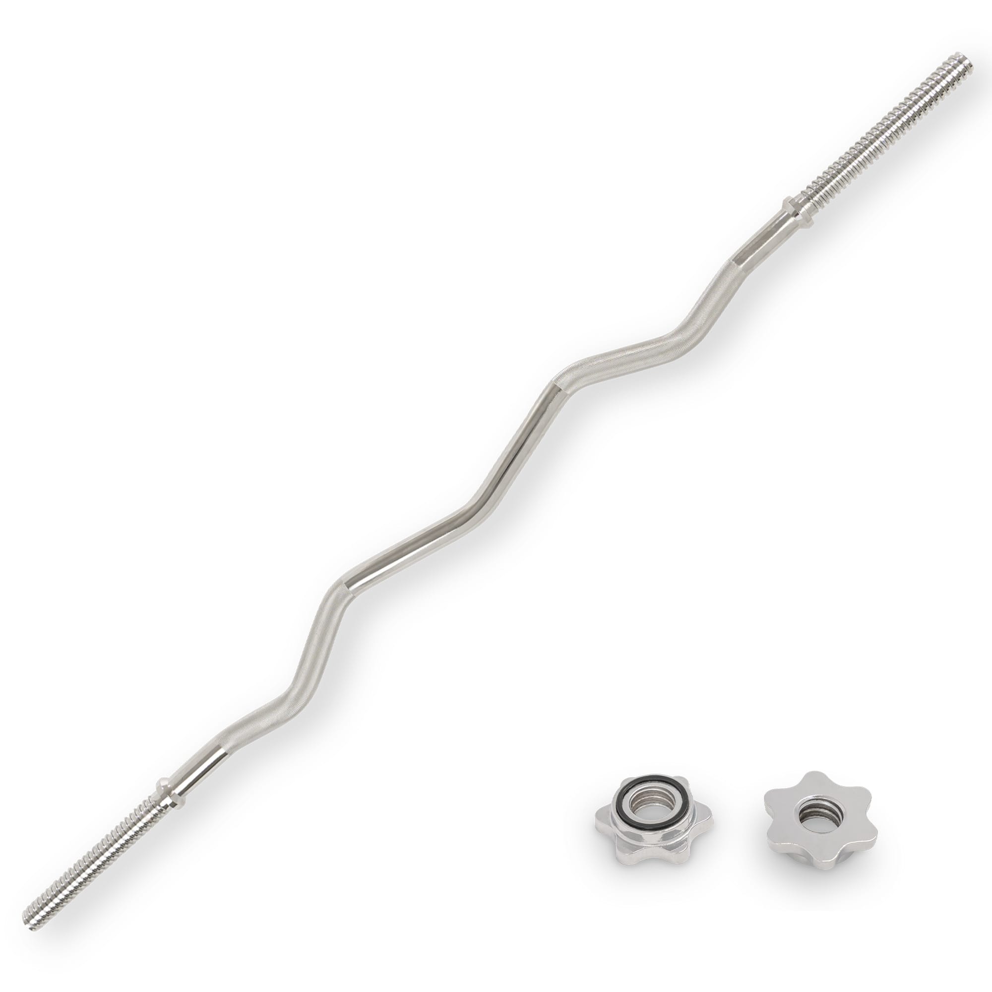 Sunny Health & Fitness - 47" Threaded EZ Curl Chrome Bar - Silver