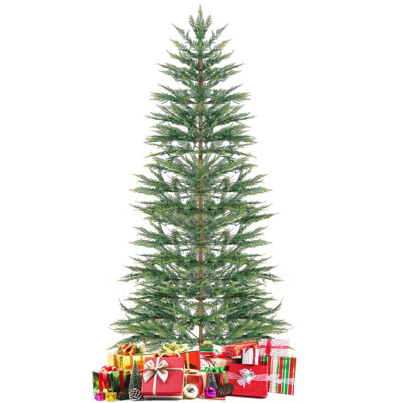 WELLFOR - 7.5 ft Pre‑lit Hinged Artificial Christmas Tree with 612 Branch Tips &540 LED Lights, Holiday Indoor Decoration - Green