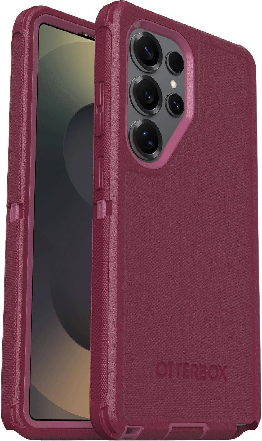 Alt View 3. OtterBox - OtterBox Galaxy S25 Ultra (Only) Defender Series Case - Holster Clip Included - Rugged & Durable - with Port Protection - Foxberry (Pink).