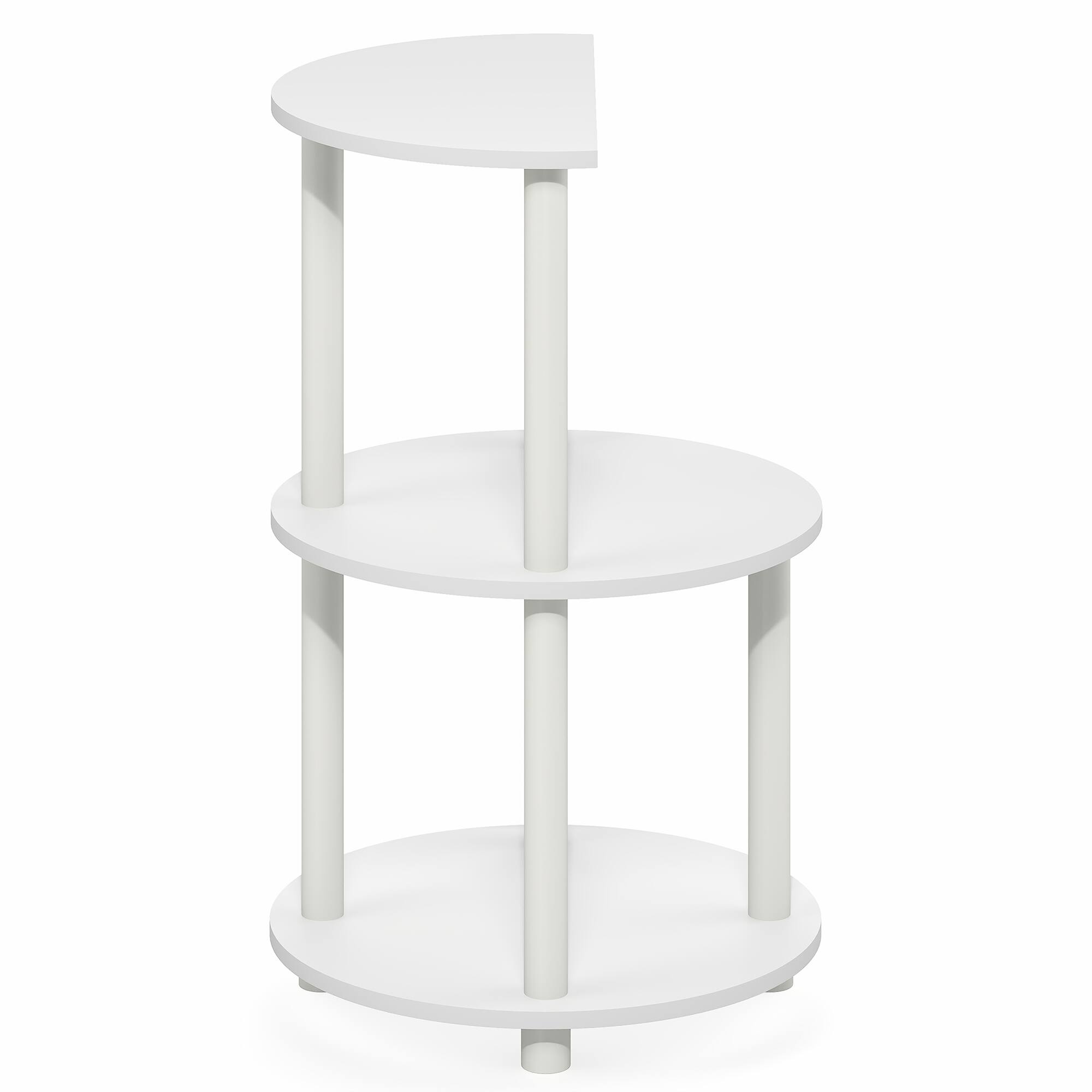 Alt View 6. Furinno - TURN-N-TUBE Side Table, Round End Table, Toolless Half Round Table Top Night Stand, Bedside Table, Open Shelf - White/White.
